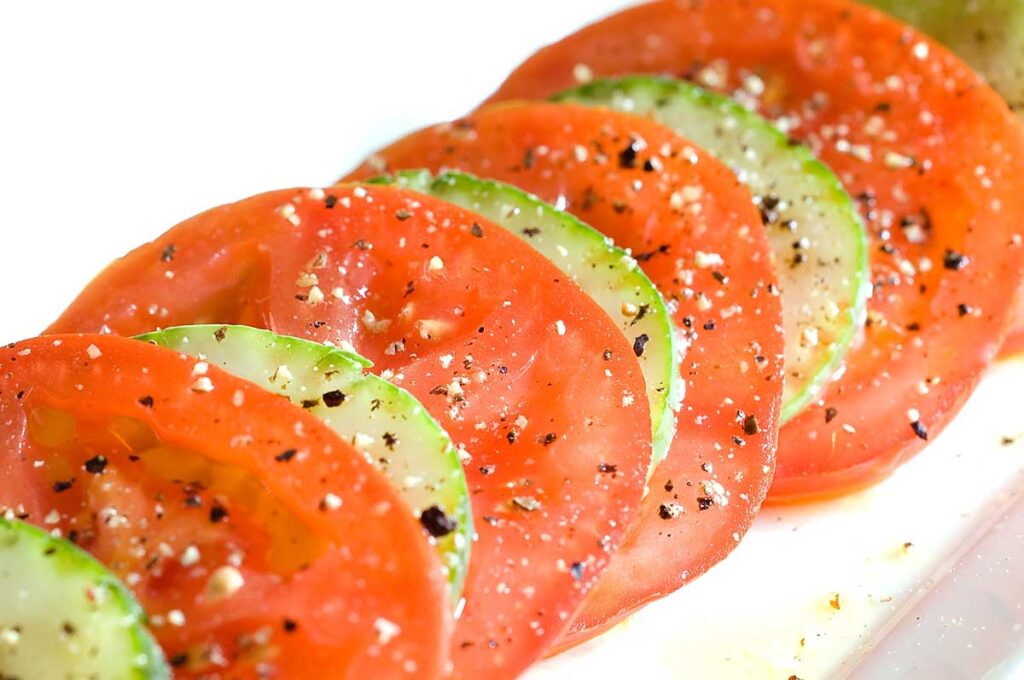 Sliced Cucumber Tomato Salad