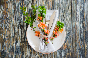 Flowers on place setting at table